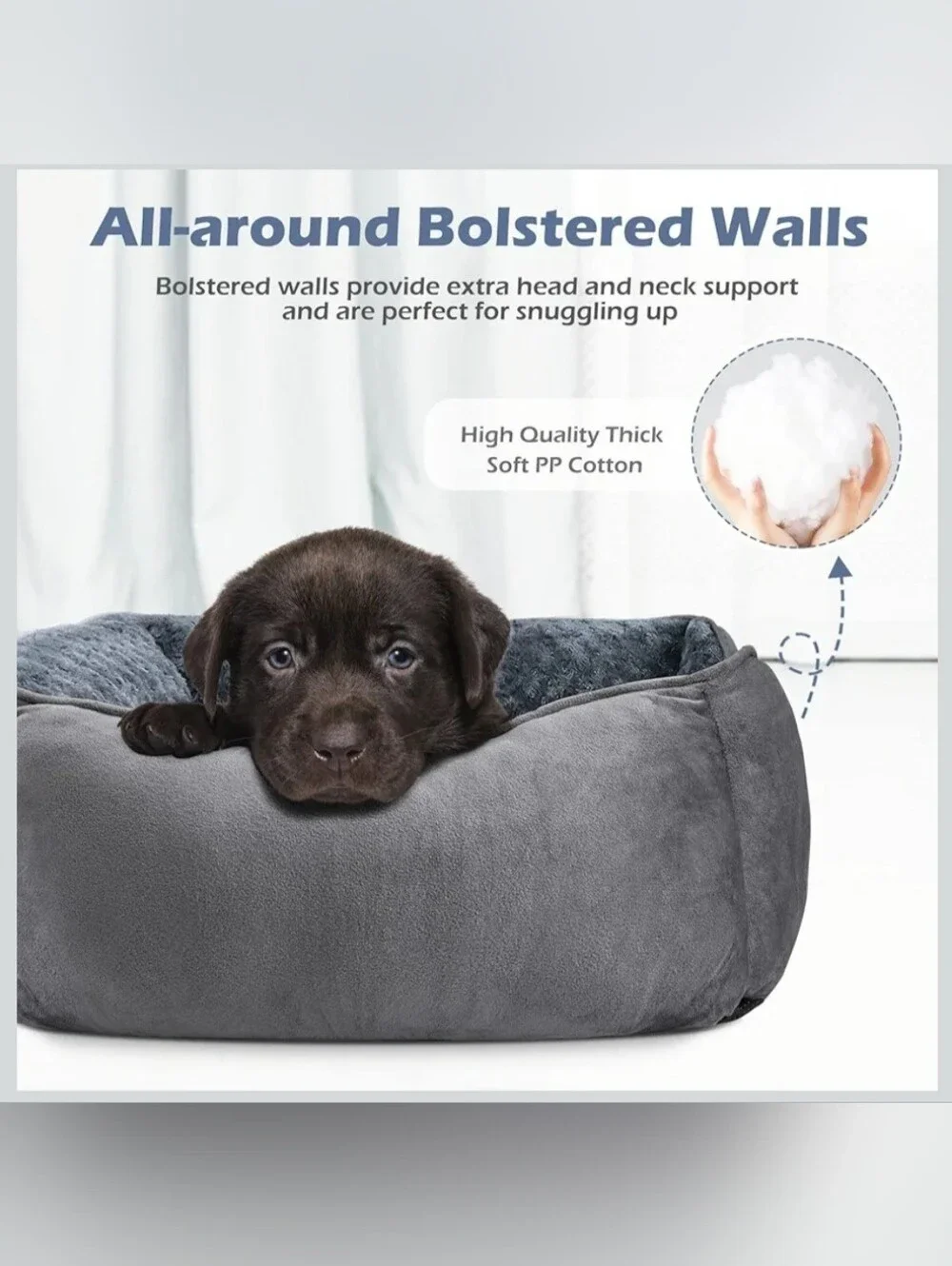 NWT Orthopedic Plush Gray Cozy Dog Bed, Washale with Anti-Slip Bottom 30